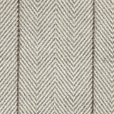 Wool broadloom carpet swatch in a striped herringbone weave in white, silver and brown.