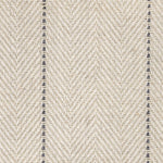 Wool broadloom carpet swatch in a striped herringbone weave in white, cream and gray.