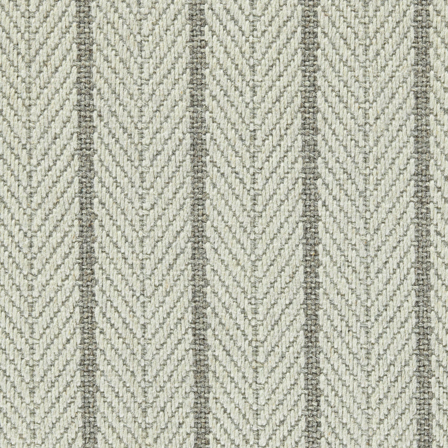 Wool broadloom carpet swatch in a striped herringbone weave in cream and taupe.