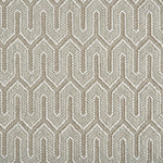Wool-blend broadloom carpet swatch in a chunky geometric linear weave in white, cream and tan.