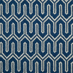 Wool-blend broadloom carpet swatch in a chunky geometric linear weave in cream, tan and navy.
