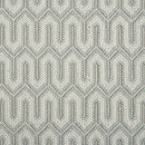 Wool-blend broadloom carpet swatch in a chunky geometric linear weave in gray, light blue and cream.