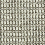 Wool-sisal broadloom carpet swatch in a chunky grid weave in silver and gray.