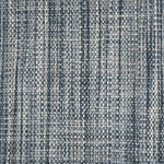 Outdoor broadloom carpet swatch in a chunky flatweave in mottled cream, gray and blue.