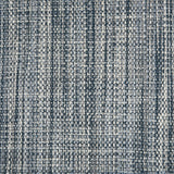 Outdoor broadloom carpet swatch in a chunky flatweave in mottled cream, gray and blue.