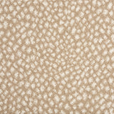 Wool-blend broadloom carpet swatch in a small scale animal print pattern in cream and white on a tan field.