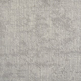 Wool-blend broadloom carpet swatch in a dimensional abstract weave in gray and cream.