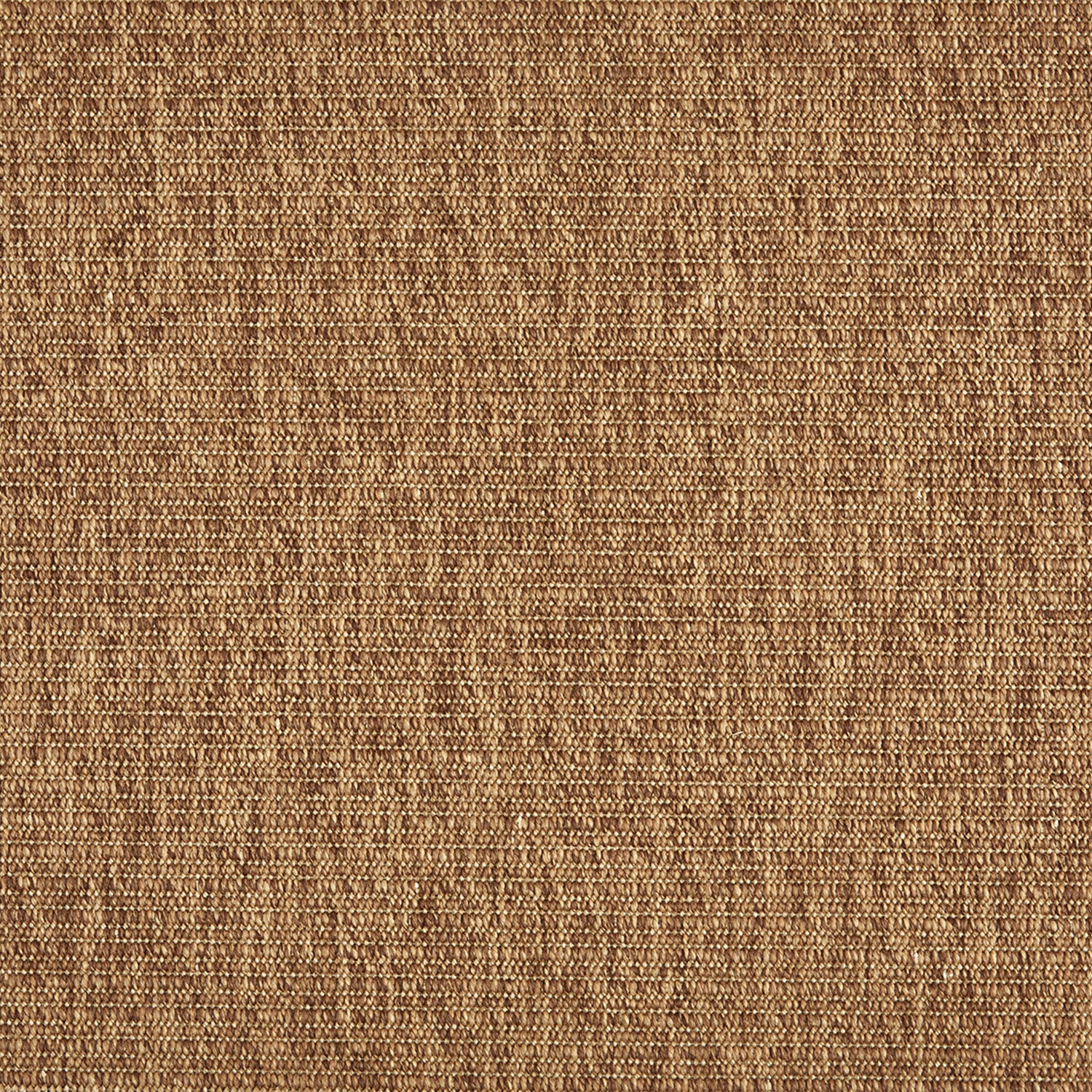 Outdoor broadloom carpet swatch in a ribbed flat weave in mottled tan and brown.