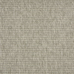 Outdoor broadloom carpet swatch in a ribbed flat weave in mottled heather gray.