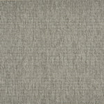 Outdoor broadloom carpet swatch in a ribbed flat weave in mottled gray and silver.