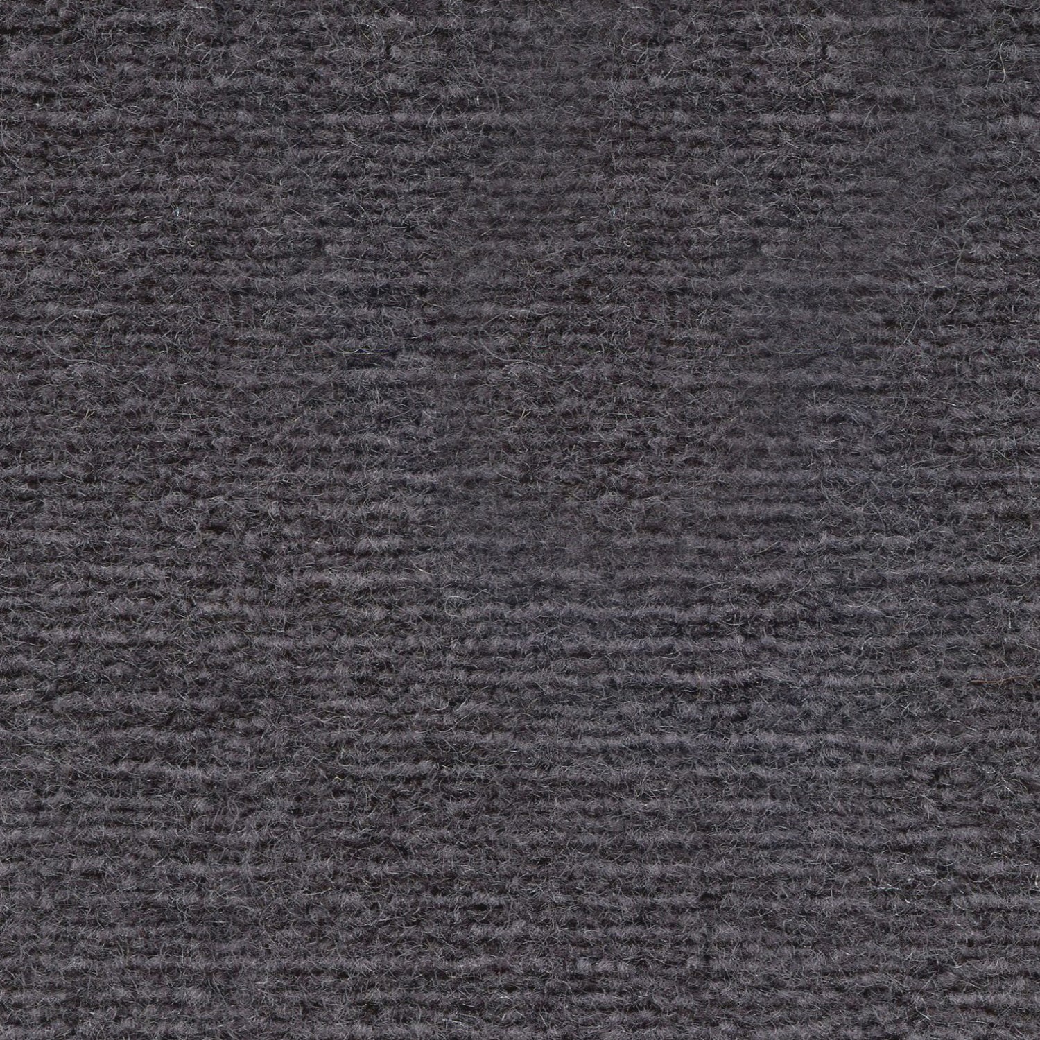 Wool broadloom carpet swatch in a high-pile weave in a solid charcoal colorway.