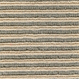 Wool-linen broadloom carpet swatch in a chunky striped weave in cream and gray.