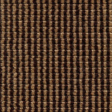 Wool broadloom carpet swatch in a high-pile striped weave in tan and dark brown.