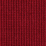 Wool broadloom carpet swatch in a high-pile striped weave in red and burgundy.