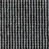 Wool broadloom carpet swatch in a high-pile striped weave in dark brown and blue.