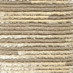Wool-silk broadloom carpet swatch in a dimensional broken stripe pattern in cream and sable.