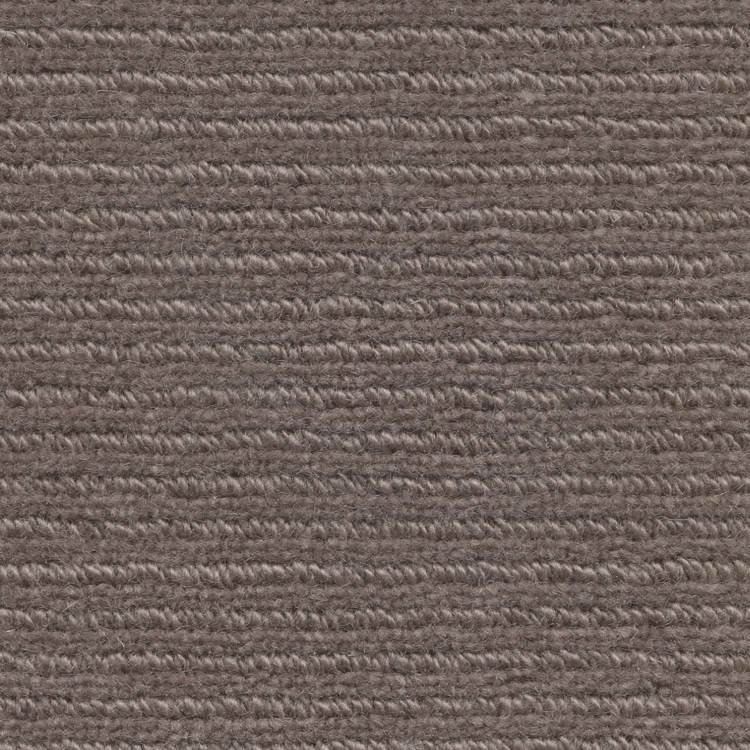 Wool broadloom carpet swatch in a chunky ribbed weave in sable.