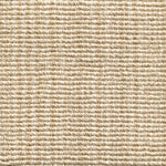 Wool broadloom carpet swatch in a chunky striped weave in cream and tan.
