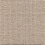 Wool broadloom carpet swatch in a chunky striped weave in tan and sable.