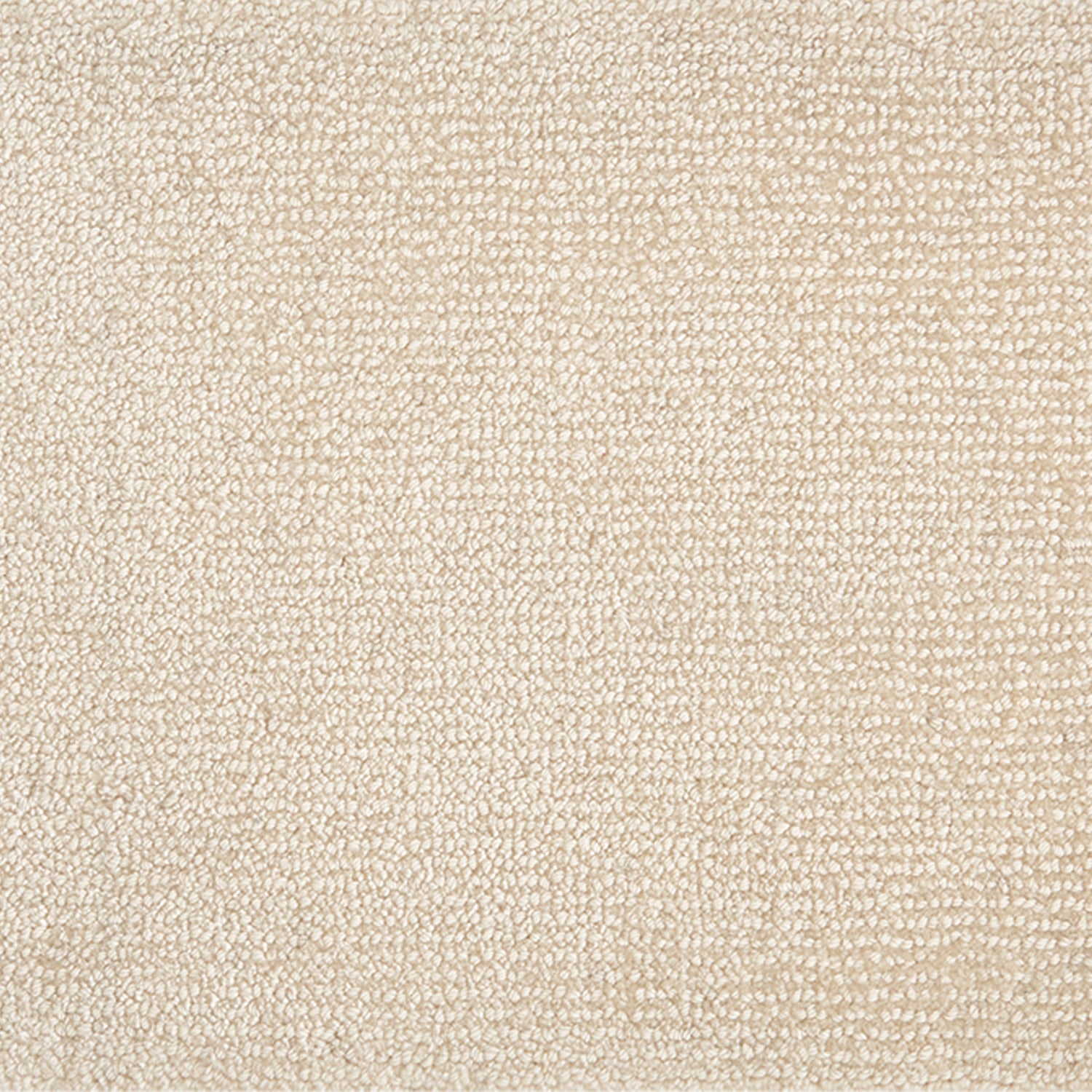 Nylon broadloom carpet swatch in a nubby textured weave in cream.