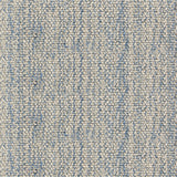 Nylon broadloom carpet swatch in a ribbed weave in mottled tan and blue.