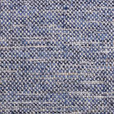 Wool broadloom carpet swatch in a chunky grid weave in mottled blue, navy and white.