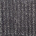 Synthetic-blend broadloom carpet swatch in a dimensional ribbed weave in charcoal.