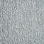 Synthetic-blend broadloom carpet swatch in an abstract textured loop weave in light blue-gray.