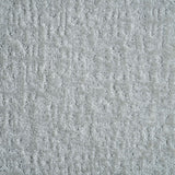 Synthetic-blend broadloom carpet swatch in an abstract textured loop weave in light blue-gray.