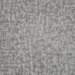 Synthetic-blend broadloom carpet swatch in an abstract textured loop weave in dark greige.