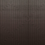 Wool-silk broadloom carpet swatch in a dimensional geometric weave in chocolate brown.